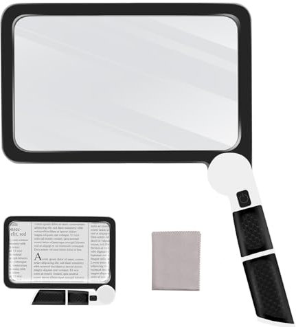 5X Magnifying Glass with Light, Handheld Magnifier for Reading, Large Magnifying Glass with 48 LED Light and Anti-Glare Lens, Magnifier for Seniors, Macular Degeneration, Low Visions(Black)