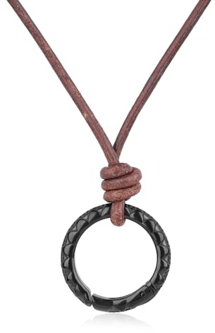 GAVU Ring Holder Necklace for Men and Women, Leather Cord Circle Necklace, Keeper Jewelry, Fashionable Accessory