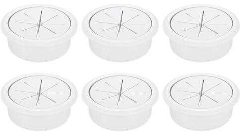 sourcing map 6 Pcs Desk Grommet, 1.97 inch 50mm Desk Cable Hole Cover, Desk Wire Hole Insert for Home Office Table Cabinet Cord Organizer, White
