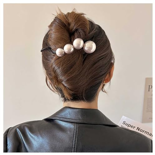 Cimenexe Retro Perlen Haarspangen Schwarz Anti-Rutsch Haarspange Barrette Weiße Perle Haarspange Barrettes Große Französische Perle Haarspange Dekorative Haar-Accessoires Für Frauen