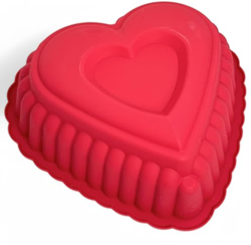 MIJOMA Silikon bakform hjärta – 24 cm – non-stick bakform för kakor och tårtor – värmebeständig upp till 200 °C – diskmaskinssäker – BPA-fri – röd hjärtbakform för alla hjärtans dag och födelsedagar