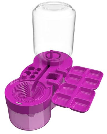 Kitchen Brush Cleaner with Brush Rinse Holder and Recycled Waste Water, Oil Brush Rinser, Brush Scrubber for Watercolour, Acrylic and Watercolours, Floor Cleaner (Purple, One Size)