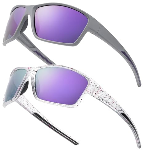SIPHEW 2 Stück Damen Sportbrille Sonnenbrille polarisierte Fahrradbrille UV400-Schutz Laufbrille Sunglasses zum Rennrad Radfahren Fahrrad Laufen