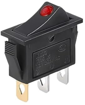 Interrupteur à Bascule KCD3 avec LED on/Off, 16 A, 250 V, 220 V, 3 Broches, 20 A, Petit Capuchon Lumineux for Interrupteur électrique à 2 Positions, 5/20 pièces(3Pin Red Dot,5PCS)