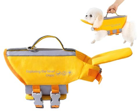 Hundeschwimmweste, Hundeschwimmwesten mit Rettungsgriff und Kopfstütze, Schwimm-Sicherheitskleidung für kleine, mittelgroße und große Welpen, S/M/L