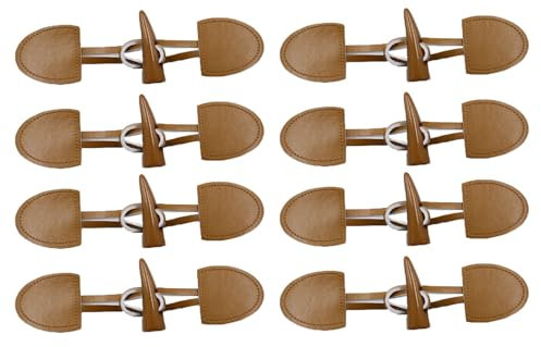 WTRYT Knebelknöpfe 8 Paar Leder Knebelknopf Leder Horn Knebelverschlüsse PU Leder Knöpfe Harz Knopf Leder Buttons Knebelverschlüsse Knebelknöpfe Handarbeit Knieverschlüsse für Windjacken Mantel