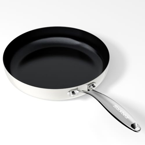 stackbear Ceramic Non Stick Frying Pan for Cooking, 30cm Tri-Ply Stainless Steel Frying Pan, Non Toxic Skillet, PTFE & PFOA Free, Compatible with All Stovetops, Dishwasher & Oven Safe