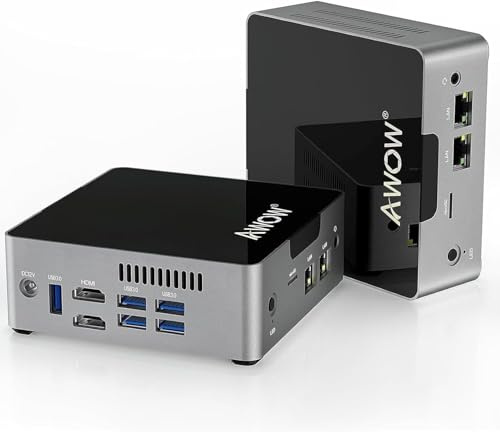 AWOW Mini PC Windows 10 Pro 6 GB DDR4 256 GB SSD Micro computer, Celeron J4205 4K HD/2.4G+5G WiFi/Dual LAN/BT 4.2/HDMI*2 AK34