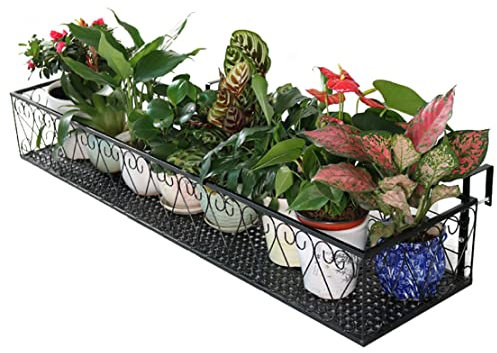 Portafiori da Appendere al Balcone con Ganci, portafiori Galleggiante per ringhiera in Ferro, portafiori da Giardino, portafiori Decorativo per Finestra, per Recinzione da Giardino Esterna (