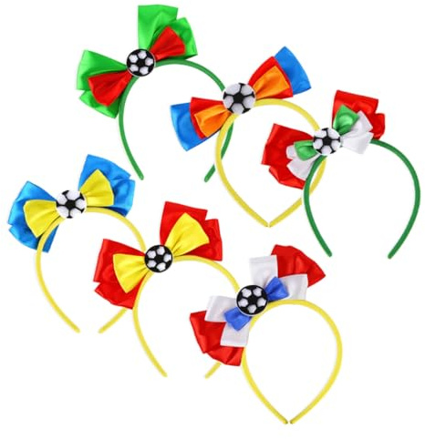 Garneck 6stücke Fußball-stirnband mit Haarreif für Feiern Partys und Festivals Stirnband mit Fußballmotiv Foto-requisite Kopfschmuck für Fußballspiele Party-kopfbedeckung für Fußballfans