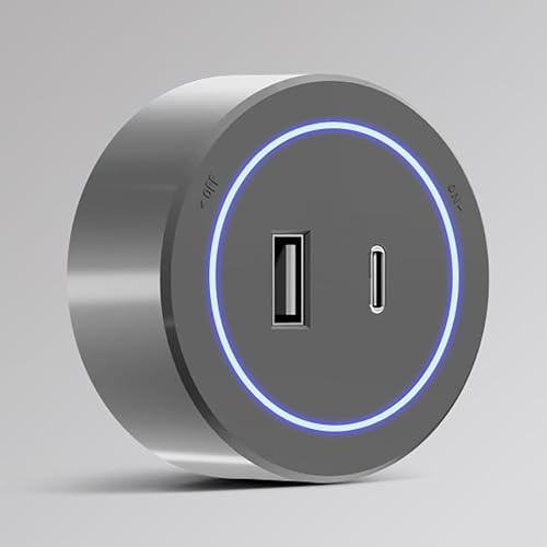 ZHZWwansuGE Prise Motorisée sur Rail, Adaptateur De Prise De Courant avec Lumière LED Bleue, Rotative pour Le Branchement, pour Bureaux, Cuisines, Salons E