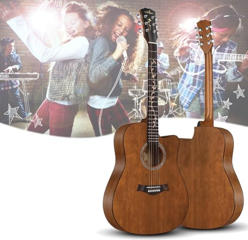 Akustikgitarre mit Tasche und Tutorial für erwachsene Anfänger, Stahlsaiten-Volksinstrument für einfaches Lernen und Üben