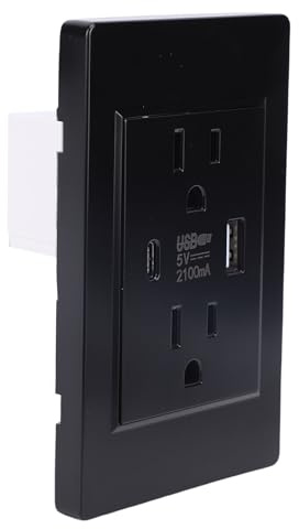 TARSHYRY Vägguttag med USB- och Laddningsportar Av Typ C, 15A Flamskyddande Eluttag för Hemmabruk, Vitt Eluttag med överspänningsskydd (#4)