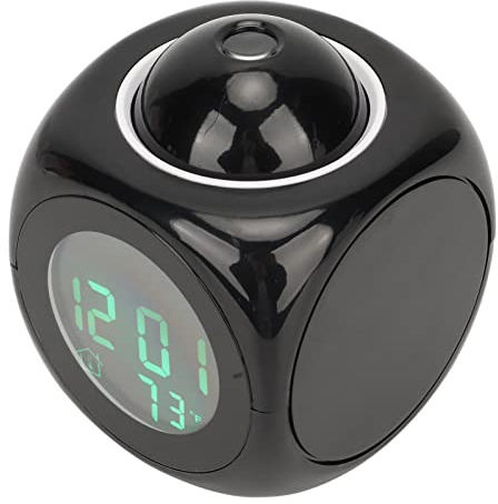 ciciglow Con Voz Parlante LED Hora Temperatura,Despertador de Proyección para Dormitorios,Reloj Despertador de Informe de Voz Digital con Cable USB para Cabecera,Oficina