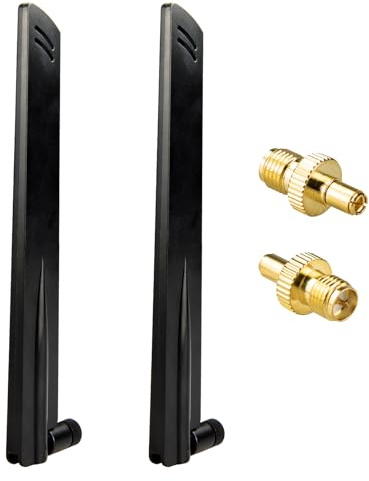 BOOBRIE Tri-Band WiFi 6E Antenna 5dBi 2.4GHz 5GHz 6GHz Omnidirectional RP-SMA Male Antenna with TS9 Adapter for Desktop PC PCIe WiFi Card Router Wireless Adapter