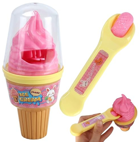 Temeemeg Jouet à Pudding avec cuillère, Simulation Amusante de crème glacée, poupée de bébé, Nourriture en Plastique sûr, Jeu Simulation Nourriture pour poupée, Jeu rôle, Panier Pâques, rempliss