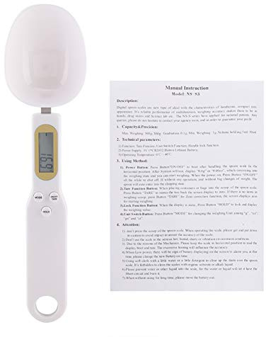 Báscula de Cuchara Medidora Digital, Báscula de Alimentos de Alta Precisión de 500 G X 0,1 G, Cuchara Medidora con Pantalla Lcd con Función de Tara para Hornear, Cocinar