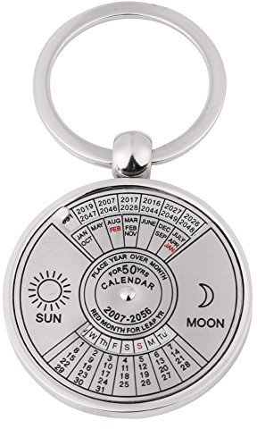 Hilitand 1 Stück Schlüsselanhänger Antik 50 Jahre Ewiger Kalender Schlüsselanhänger Metall Zubehör für Dekoration Oder Schlüssel Anhänger