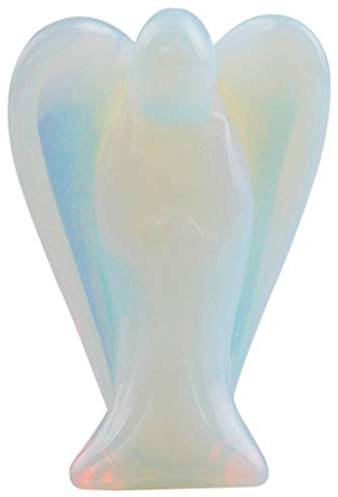mookaitedecor Edelstein Schutzengel Handgeschnitzter Glücksbringer | Opalit Engel Figur Deko, Heilstein Taschenengel zum Mitnehmen Statue für Wohlstand Glück Talisman,38-43 mm Hoch