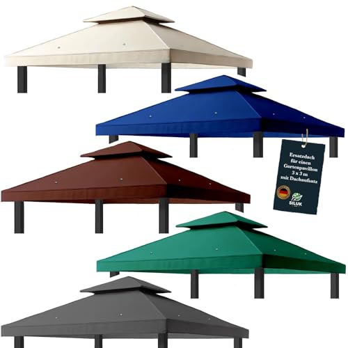 freigarten.de Modèle 2 Toit de rechange pour pavillon de jardin 3 x 3 m Étanche Matériau panama en PVC, souple, 370 g/m², ultra résistant, modèle 1 (Beige)