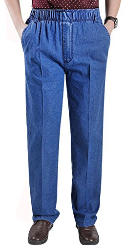 Youlee Hommes Taille élastique Pantalon Droit Jeans