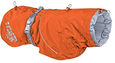 Hurtta Monsoon Hunderegenmantel mit Reflektoren, Wasserdicht Regenjacke für Hunde, Orange 65 cm
