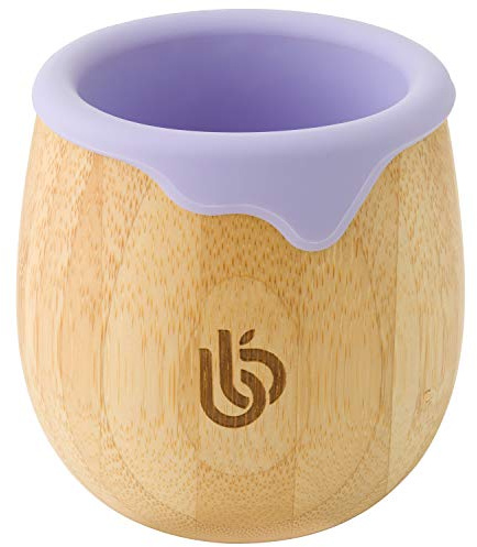 Bambu Baby och Dinky Småbarnskopp, Bambu Sippy Cup för Småbarn, med droppkant i silikon för tänder och tandköttsskydd, 150 ml kapacitet babykopp för övergång av småbarn (Lilac)