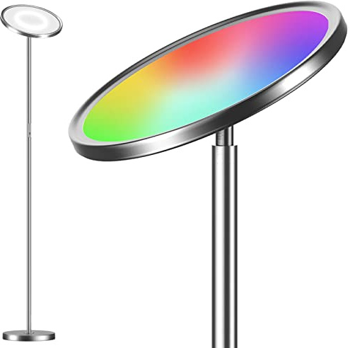 LEPOWER Floor Lamp, Bright Floor Lamp with 16 Million Color Choices, Touch Control&Compatible with Alexa, Goolge Home, Smart Control Dimmable Standing Lamp for Living Room, Bedroom, Office