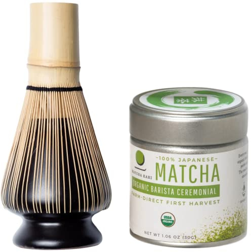 Matcha Kari Mini Matcha Set - Whisk, Holder & Ceremonial Matcha - Black