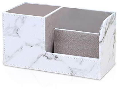 Porrasso skrivbord organisatör läder pennhållare pennfodral pennlåda bordsorganisatör multifunktionell kosmetika förvaring arrangör fjärrkontrollhållare befälhavare, Marmormönster, Large, pennhållare