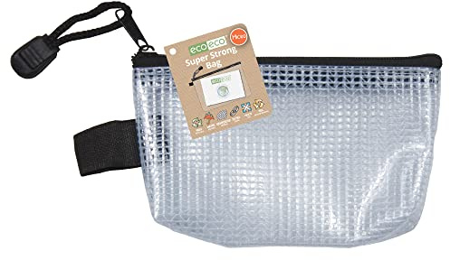 eco-eco Micro Sac à 95% recyclé super résistant, sac en maille imperméable, fermeture éclair renforcée, 13 x 8 cm, eco122