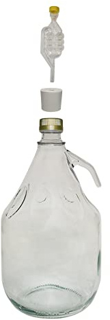 DIAH DO IT AT HOME 3L Glass Demijohn Carboys with Handles - Complete Small Batch Fermentation Jug Set with Airlocks, Rubber Bungs & Screw Caps for DIY Winemaking, Mead & Cider