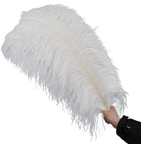 Weiße Straußenfedern zur Dekoration Federn 15–70 cm Straußenfedern, Dekoration, Karneval, Tischdekoration, Zuhause, Hochzeit, Zubehör, 35–40 cm, kleine Stange, 10 Stück