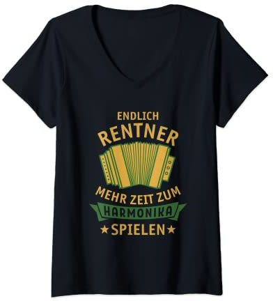 Damen Steirische Harmonika Musiker Musikinstrument Volksmusik T-Shirt mit V-Ausschnitt