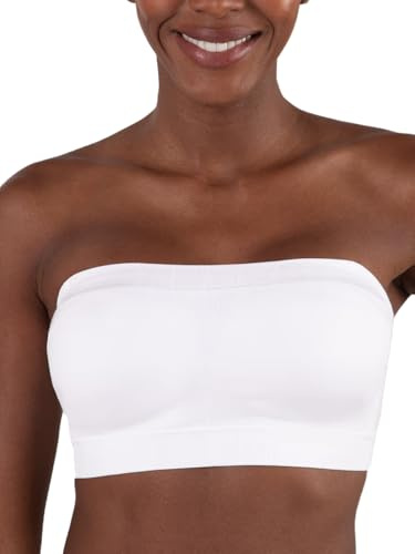 SHAPERMINT Strapless Bra, No-Slip Wireless Bandeau with Sewn-in Cups White