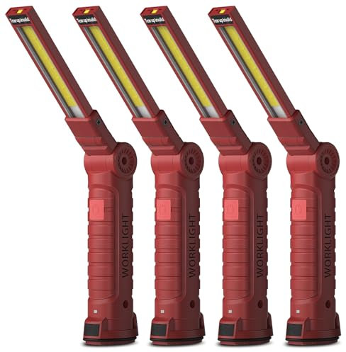 Coquimbo Regali per Lui, Lampada da Lavoro USB Ricaricabile COB Lampade di Ispezione Pieghevole Torcia con Base Magnetica e Gancio per Auto Riparazione Campeggio BBQ Home e di Emergenza Uso (4 Pezzi)