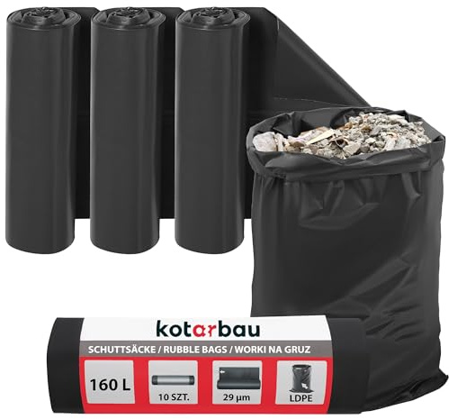 KOTARBAU® 3er Set Schwerlast Müllsäcke 160 L 29µm LDPE Bauschuttsäcke Abfallsäcke Extra Stark Große Müllsäcke Schwerlast Extra Stark 160 Liter Müllsäcke groß Schwerlastsack Säcke für Bauschutt Abfalls
