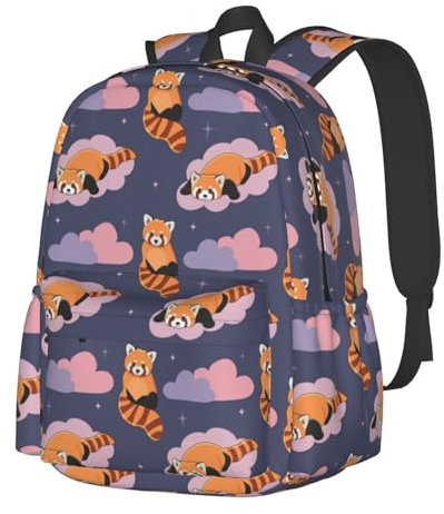 Cute Red Panda Pattern Backpack 16 Inch Adjustable Shoulder Strap Lightweight Bookbag Laptop Bags for Kid Boys Girls