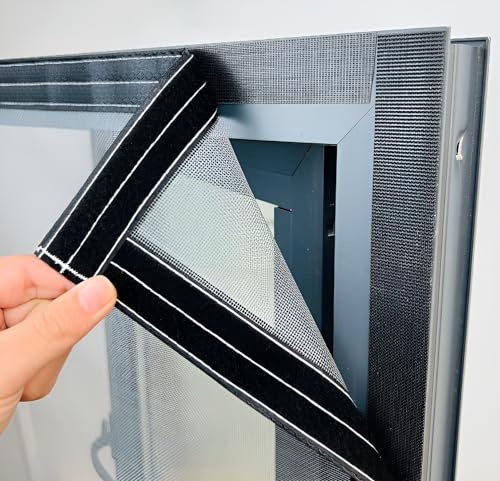 Fatto su Misura Zanzariera Adesiva Finestra con Telaio Acciaio Inossidabile, Rimovibile Rete Protezione Gatti Balcone, Facile da Installare(130x200cm)