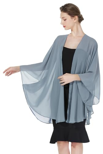BEAUTELICATE Damen Chiffon Bolero Brautjacke Brautstola mit Armloch für Abendkleid Elegant Cardigan Kimono für Hochzeit Festlich Strand