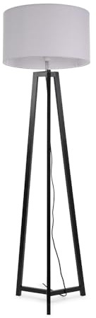 ValueLights | Black Wood Tripod Floor Lamp with Grey Fabric Drum Lampshade Living Room Light | Floor Lamps, Home Décor & Improvement Essential