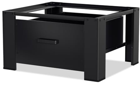 Fiqops Soporte para lavadora con cajón de hasta 150 kg, elevador de lavadora con cajón, base de acero máx. 62,5 x 54,5 x 32,5 cm, color negro