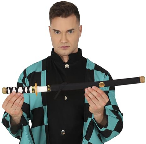 FIESTAS GUIRCA | Spada Samurai Giocattolo con Fodero (60 cm) - Arma Giocattolo per Costume da Ninja e Guerriero - Ideale per Halloween, Carnevale e Feste a Tema - Bambini e Adulti - Nero Argento