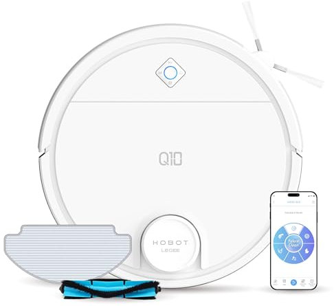 Hobot LEGEE Q10 Robot Vacuum With Mop, Corner & Edge Cleaning Side Brush, 5,000PA, Tangle-free suction, Reciprocating Mop, Smart Spray, LIDAR Mapping, App-Control, For Hard Floors & Carpets