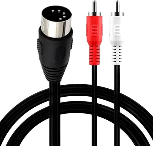 TECHZOCO Cavo Audio Stereo DIN Maschio RCA Maschio, Cavo DIN 5 pin Maschio a RCA, Cavo da midi a RCA, Stereo, Adatto per sistemi Bang & Olufsen, Naim, Quad, 1,50 metri
