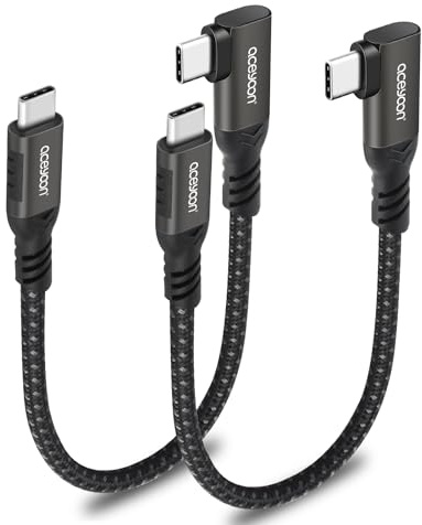 Acyoont USB-C kabel 20 cm, 2 stycken 240 W till iPhone 16/15 Plus/Pro Max, MacBook, Galaxy, snabbladdningskabel med e-Maker chip