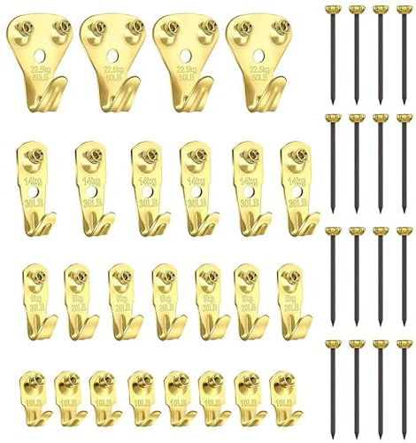 Colgador para Cuadros Kit,120 PCS Juego para Colgar Cuadros de Trabajo Pesado con Clavos Ganchos de Metal para Colgar Cuadro Ganchos Cuelga Cuadro para Colgar Marcos de Fotos