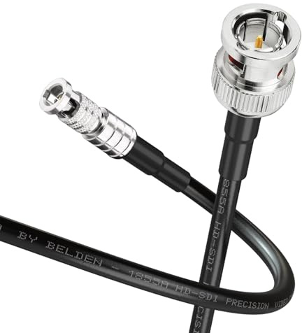 Superbat Cavo SDI 6G Micro HD BNC a BNC 75 Ohm Belden 1855A Sottile 1m | Doppia Schermatura, HD BNC Maschio a BNC Maschio, Placcato Oro, 4K, Flessibile, per Blackmagic, CoaXPress CXP12, Videocamera