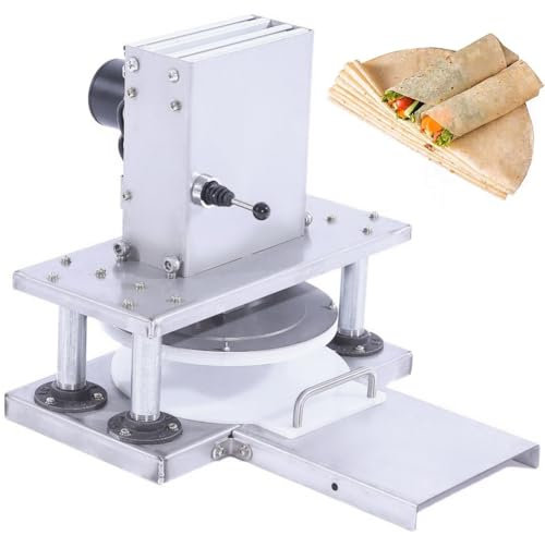 XSDAJSD Machine de Presse à pâte à Pizza 22 cm/8,6 Pouces, laminoir à pâte Commercial, Machine de Presse à Tortilla électrique en Acier Inoxydable pour pâtisserie à Pizza et Tortilla