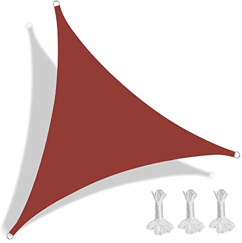Vela triangolare da giardino 9,4 x 9,4 x 9,4 m, color vino rosso, antipolvere, antivento, per cortile, terrazza, balcone, recinzione, veranda, baldacchino, copertura per pergola, con protezione UV
